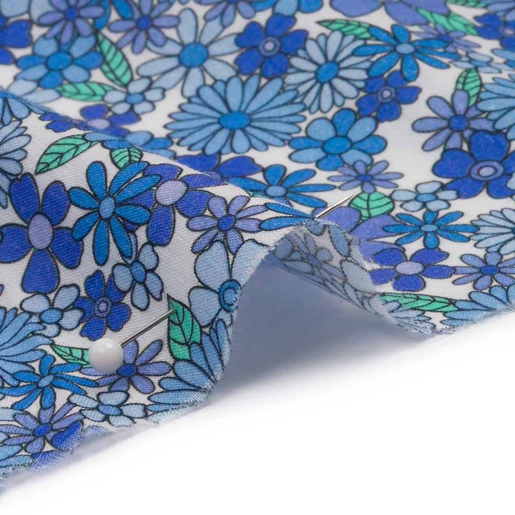 Cotton Voile - Blue Floral - Strawberry Fields Print - Mood Exclusive Secret Garden Collection