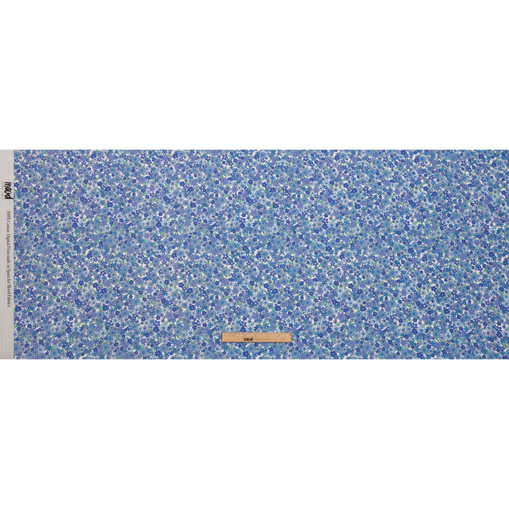 Cotton Voile - Blue Floral - Strawberry Fields Print - Mood Exclusive Secret Garden Collection