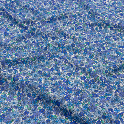 Cotton Voile - Blue Floral - Strawberry Fields Print - Mood Exclusive Secret Garden Collection