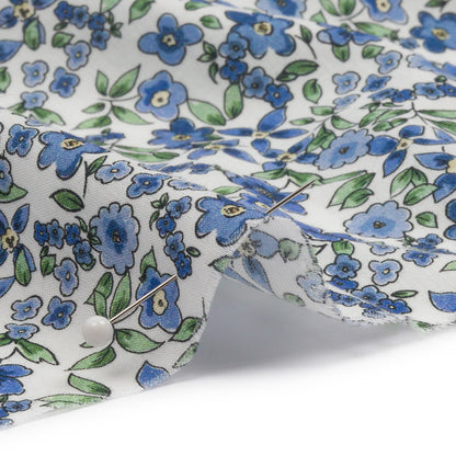Cotton Voile - Blue Floral - Botanical Stroll Print - Mood Exclusive Secret Garden Collection