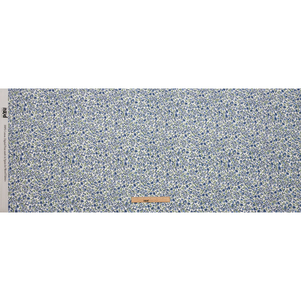 Cotton Voile - Blue Floral - Botanical Stroll Print - Mood Exclusive Secret Garden Collection