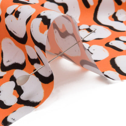 Recycled Polyester Swim Trunk Fabric - Orange and White Animal Spots - Dune Surfing Print - Mood Exclusive Malibu Collection