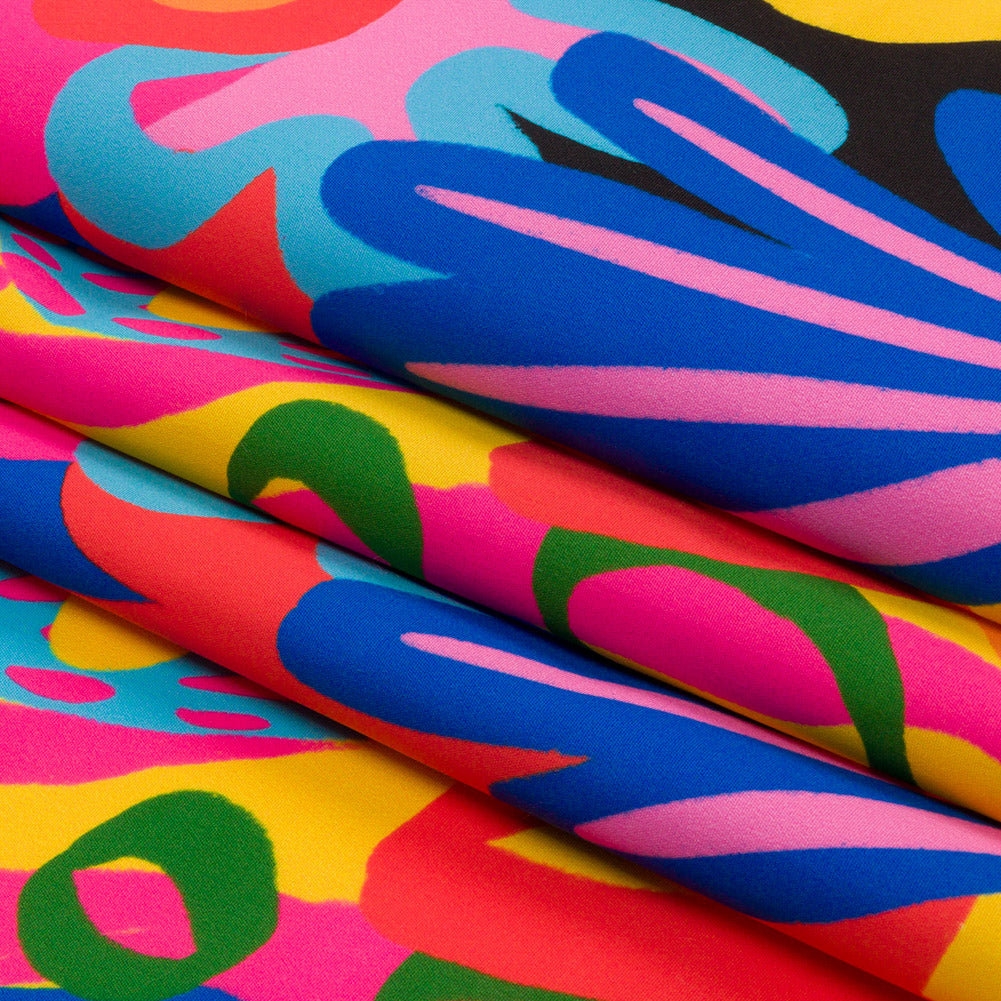Recycled Polyester Swim Trunk Fabric - Fruit and Flowers - Papaya Fever Print - Mood Exclusive Malibu Collection - Folded