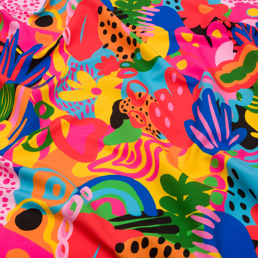 Recycled Polyester Swim Trunk Fabric - Fruit and Flowers - Papaya Fever Print - Mood Exclusive Malibu Collection