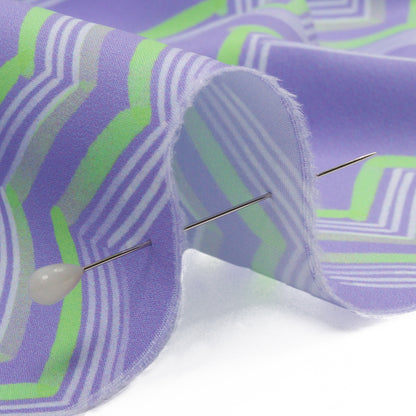 Recycled Polyester Swim Trunk Fabric - Purple and Green Zig Zags - Pacific Periwinkle Print - Mood Exclusive Malibu Collection
