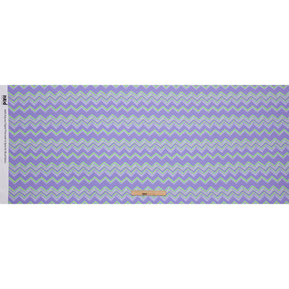 Recycled Polyester Swim Trunk Fabric - Purple and Green Zig Zags - Pacific Periwinkle Print - Mood Exclusive Malibu Collection