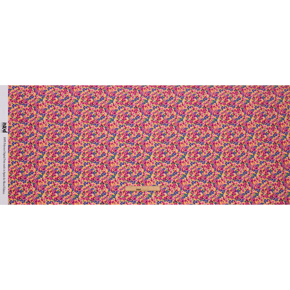 Recycled Polyester Swim Trunk Fabric - Peach and Pink Floral - Peony Paradise Print - Mood Exclusive Malibu Collection - Full