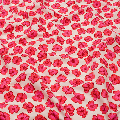 Recycled Polyester Swim Trunk Fabric - White and Pink Floral - Hawaiian Rollercoaster Print - Mood Exclusive Malibu Collection