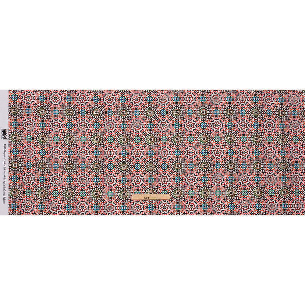 Recycled Polyester Swim Trunk Fabric - Orange and Green Kaleidoscope Geometric - Marmalade Skies Print - Mood Exclusive Malibu Collection - Full