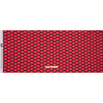 Recycled Polyester Swim Trunk Fabric - Black Smiling Lips - Black Love it Loud Print - Mood Exclusive Malibu Collection