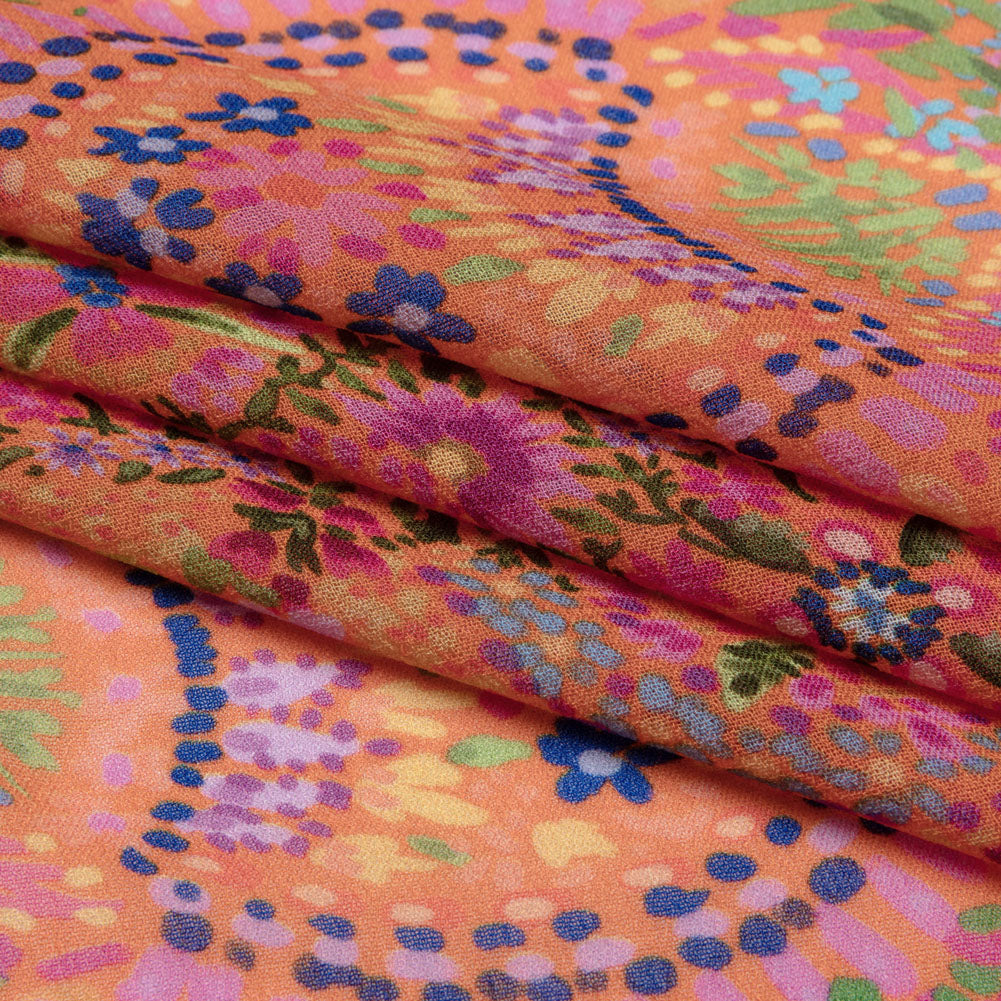 Viscose Georgette - Orange Paisley - Amsterdam Market Print - Mood Exclusive Gisele Collection - Folded
