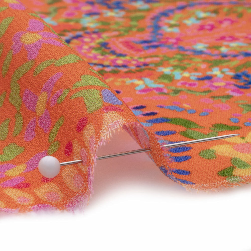 Viscose Georgette - Orange Paisley - Amsterdam Market Print - Mood Exclusive Gisele Collection - Detail