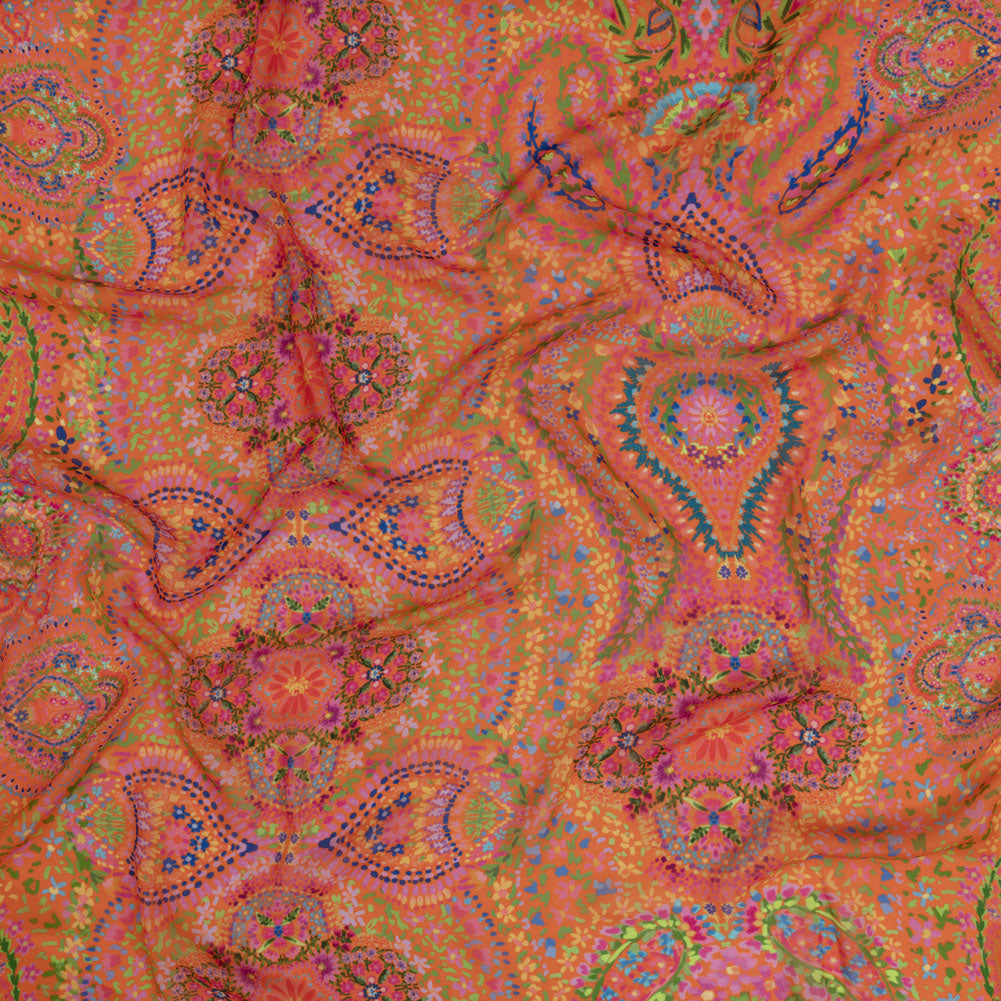 Viscose Georgette - Orange Paisley - Amsterdam Market Print - Mood Exclusive Gisele Collection