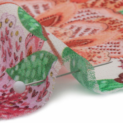 Viscose Georgette - Pink and Orange Floral - Lennox Estate Print - Mood Exclusive Gisele Collection