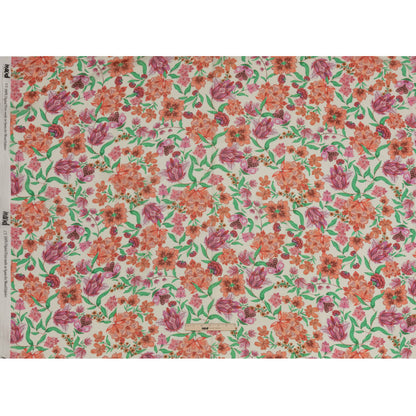 Viscose Georgette - Pink and Orange Floral - Lennox Estate Print - Mood Exclusive Gisele Collection