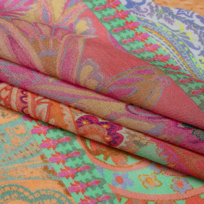 Viscose Georgette - Pink Patchwork Paisley - Pastel Patina Print - Mood Exclusive Gisele Collection