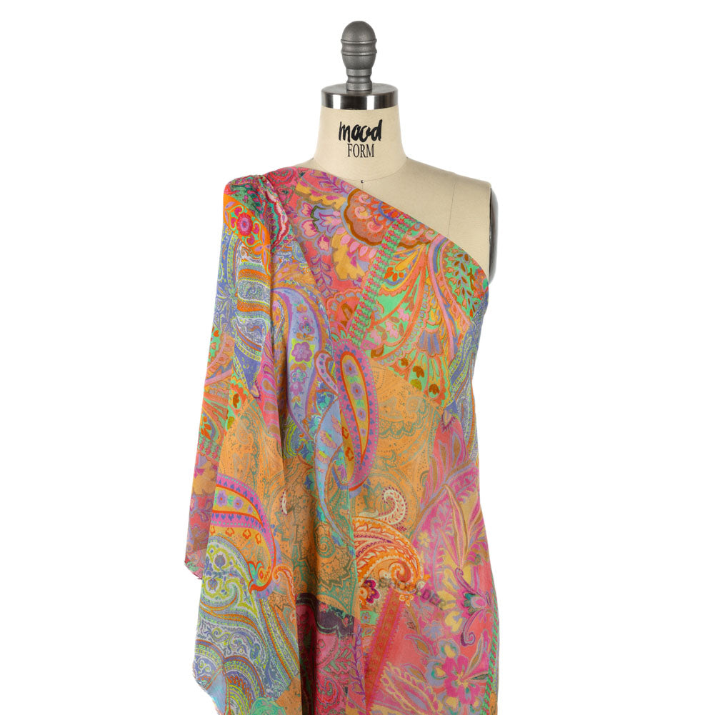 Viscose Georgette - Pink Patchwork Paisley - Pastel Patina Print - Mood Exclusive Gisele Collection