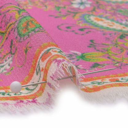 Viscose Georgette Panel - Paisley Stripes and Squares - Cypress Daydreams Print - Mood Exclusive Gisele Collection