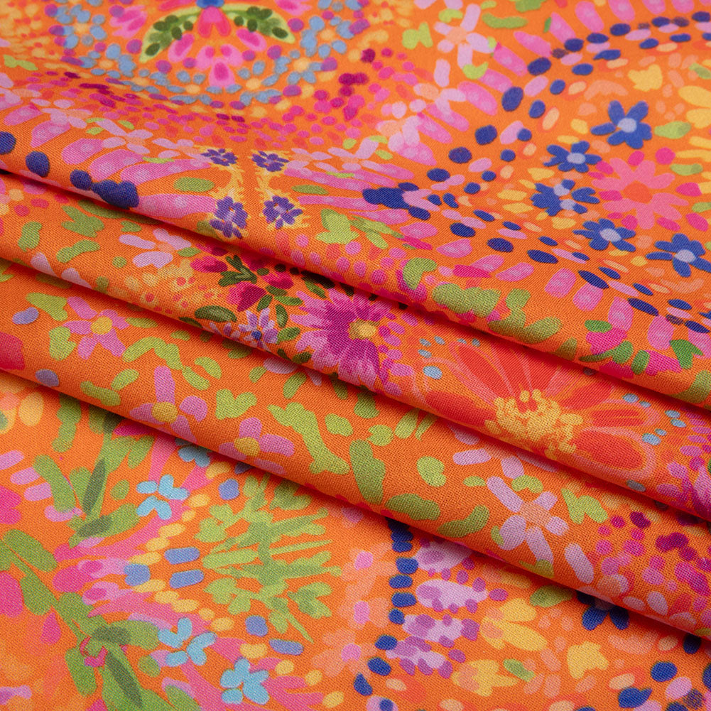 Cotton Voile - Orange Paisley - Amsterdam Market Print - Mood Exclusive Gisele Collection - Folded