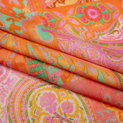 Cotton Voile - Orange Patchwork Paisley - Pastel Patina Print - Mood Exclusive Gisele Collection