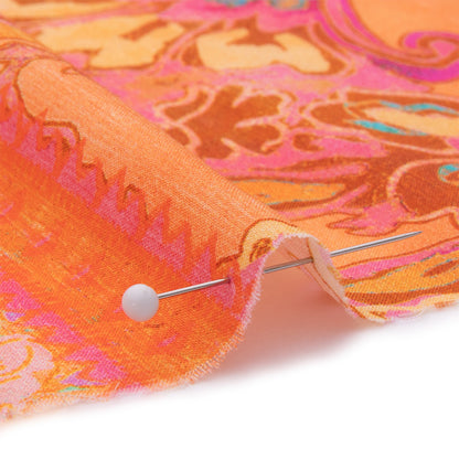 Cotton Voile - Orange Patchwork Paisley - Pastel Patina Print - Mood Exclusive Gisele Collection