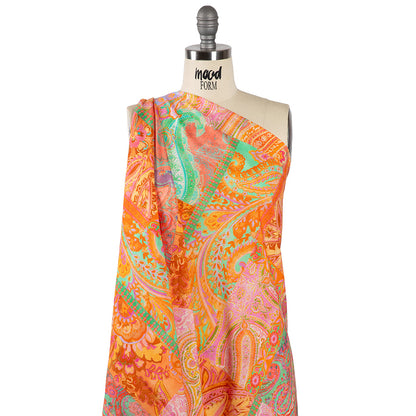 Cotton Voile - Orange Patchwork Paisley - Pastel Patina Print - Mood Exclusive Gisele Collection