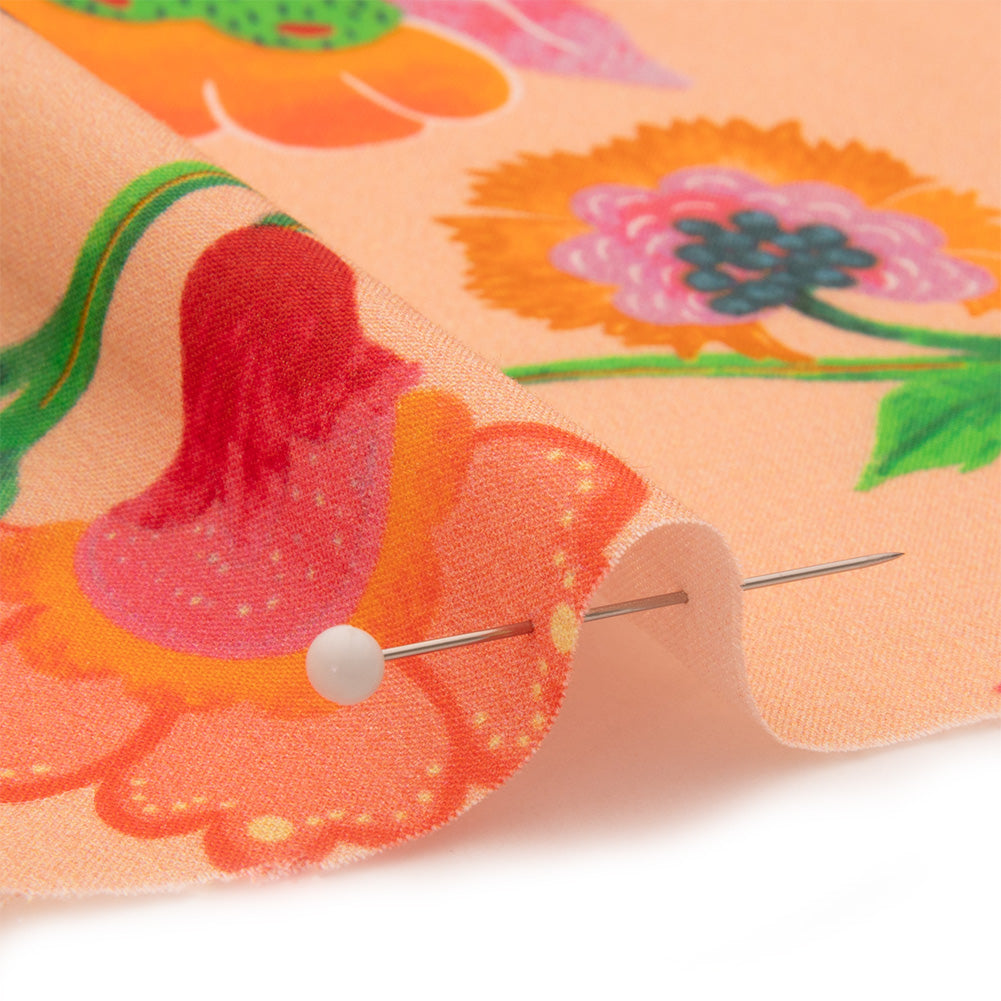 Cotton Voile - Peach Floral Vines - Sherbert Shandy Print - Mood Exclusive Gisele Collection