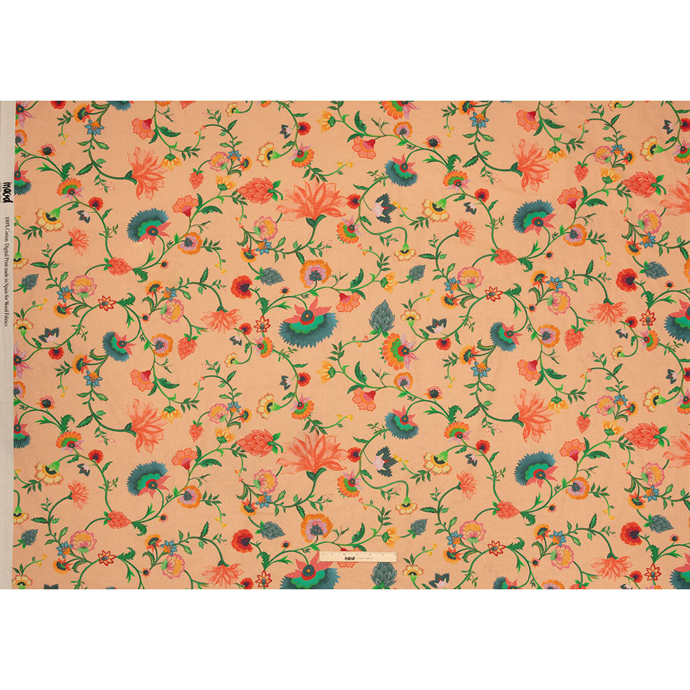 Cotton Voile - Peach Floral Vines - Sherbert Shandy Print - Mood Exclusive Gisele Collection