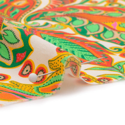 Cotton Voile - White Floral Paisley Stripes - Locust Lily Print - Mood Exclusive Gisele Collection