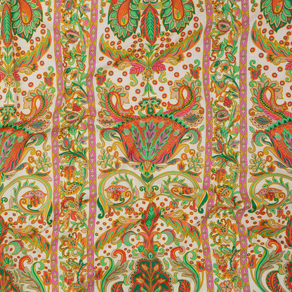 Cotton Voile - White Floral Paisley Stripes - Locust Lily Print - Mood Exclusive Gisele Collection