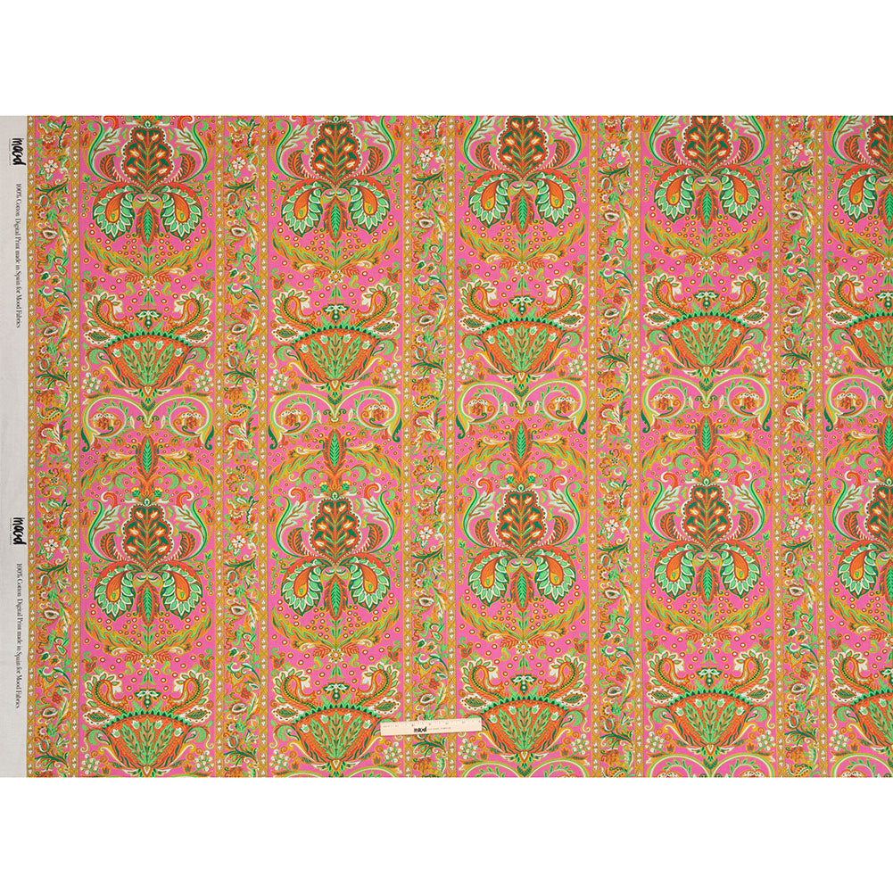 Cotton Voile - Pink Floral Paisley Stripes - Locust Lily Print - Mood Exclusive Gisele Collection - Full