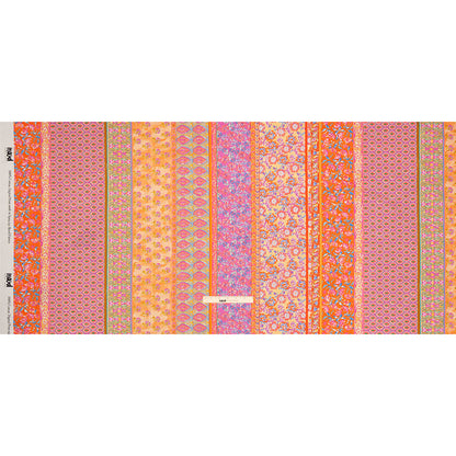 Cotton Voile - Pink and Orange Floral Stripes - Darling Clementine Print - Mood Exclusive Gisele Collection
