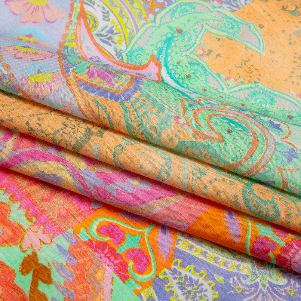 Cotton Voile - Pink Patchwork Paisley - Pastel Patina Print - Mood Exclusive Gisele Collection