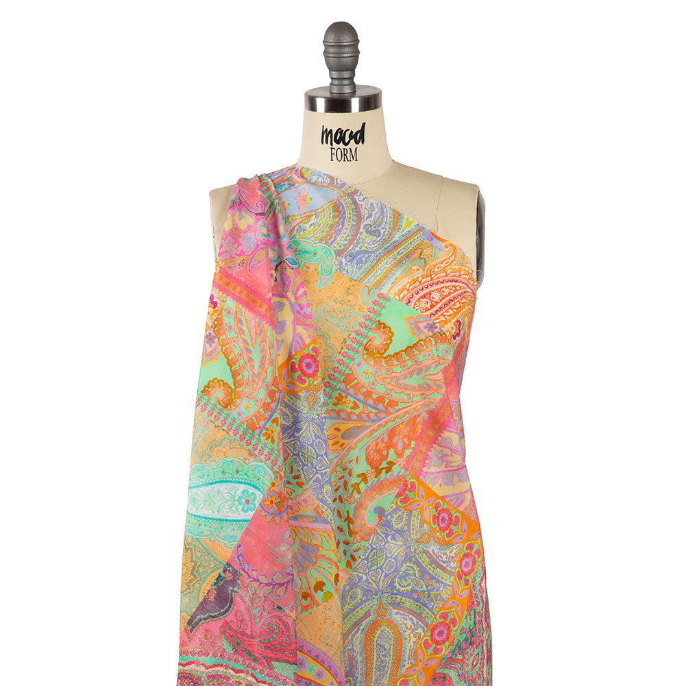 Cotton Voile - Pink Patchwork Paisley - Pastel Patina Print - Mood Exclusive Gisele Collection