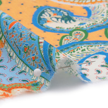 Cotton Voile - Green and Orange Paisley - Dragonfly Inn Print - Mood Exclusive Gisele Collection