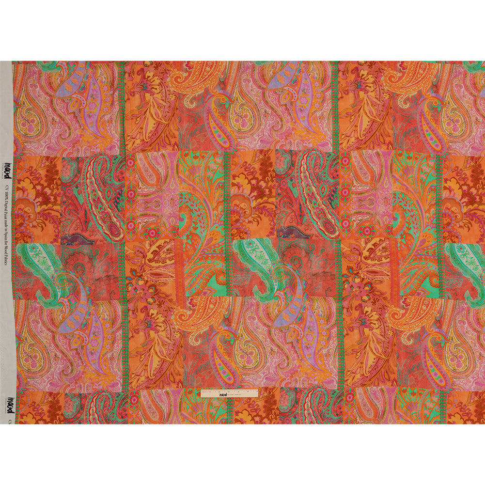 Sustainable Viscose Crepe - Orange Patchwork Paisley - Pastel Patina Print - Mood Exclusive Gisele Collection - Full