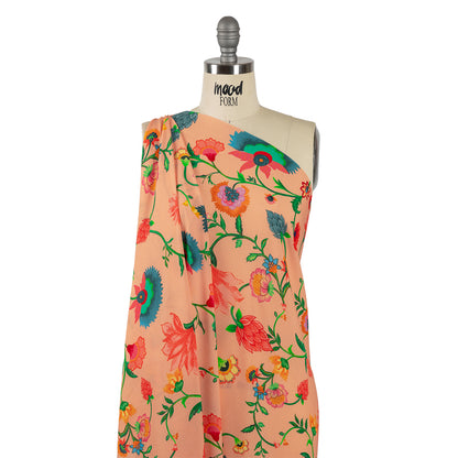 Crepé de viscosa sostenible - Estampado floral de melocotón - Estampado Sherbert Shandy - Colección exclusiva Gisele de Mood