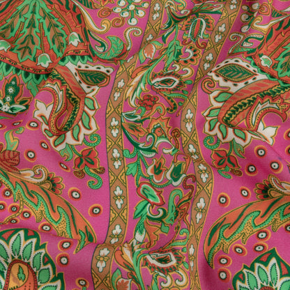 Sustainable Viscose Crepe - Pink Floral Paisley Stripes - Locust Lily Print - Mood Exclusive Gisele Collection