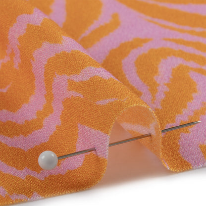 Sustainable Viscose Crepe - Pink and Orange Animal Stripes - Saffron River Print - Mood Exclusive Gisele Collection