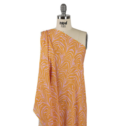 Sustainable Viscose Crepe - Pink and Orange Animal Stripes - Saffron River Print - Mood Exclusive Gisele Collection