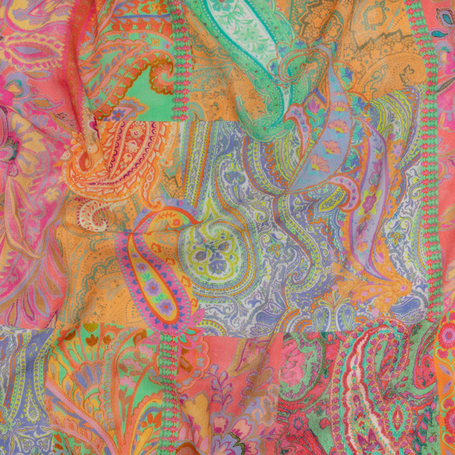 Sustainable Viscose Crepe - Pink Patchwork Paisley - Pastel Patina Print - Mood Exclusive Gisele Collection