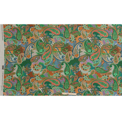 Sustainable Viscose Crepe - Green and Orange Paisley - Dragonfly Inn Print - Mood Exclusive Gisele Collection