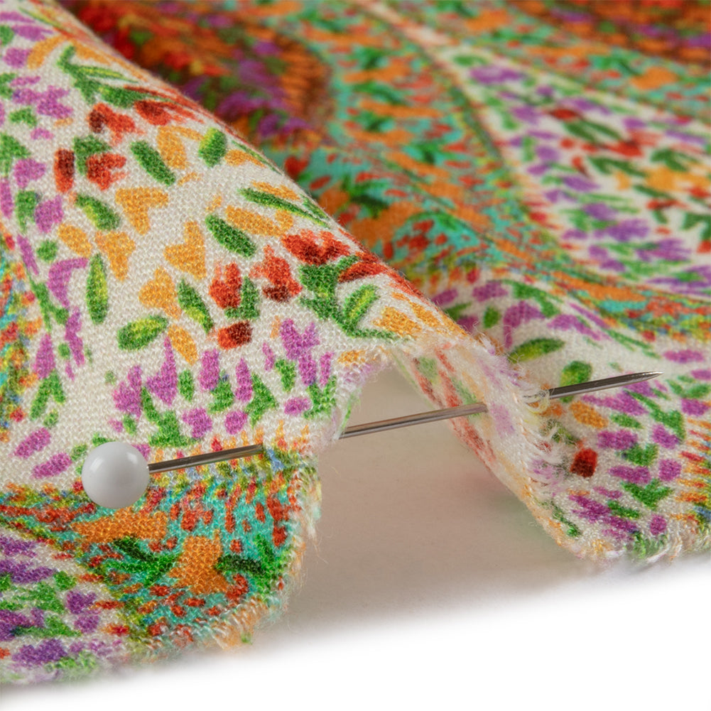 Sustainable Viscose Crepe Panel - Cream Paisley Squares - Laputa's Groundkeeper Print - Mood Exclusive Gisele Collection - Detail
