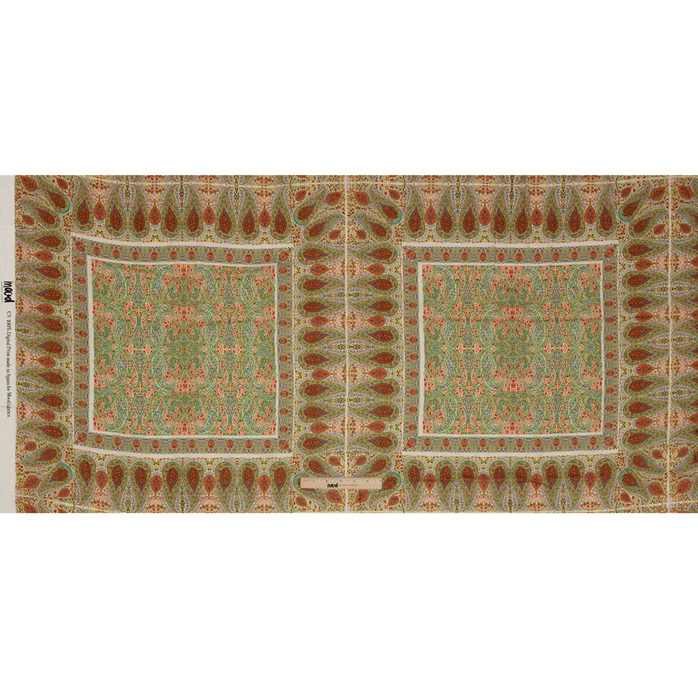 Sustainable Viscose Crepe Panel - Cream Paisley Squares - Laputa's Groundkeeper Print - Mood Exclusive Gisele Collection - Full