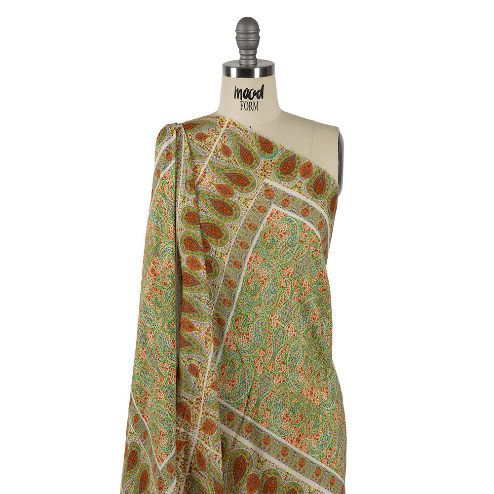 Sustainable Viscose Crepe Panel - Cream Paisley Squares - Laputa's Groundkeeper Print - Mood Exclusive Gisele Collection - Drape