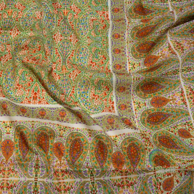 Sustainable Viscose Crepe Panel - Cream Paisley Squares - Laputa's Groundkeeper Print - Mood Exclusive Gisele Collection