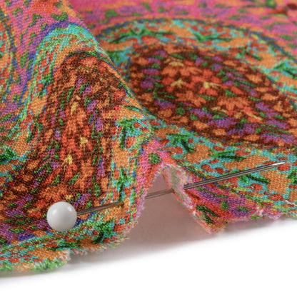 Sustainable Viscose Crepe Panel - Pink Paisley Squares - Laputa's Groundkeeper Print - Mood Exclusive Gisele Collection