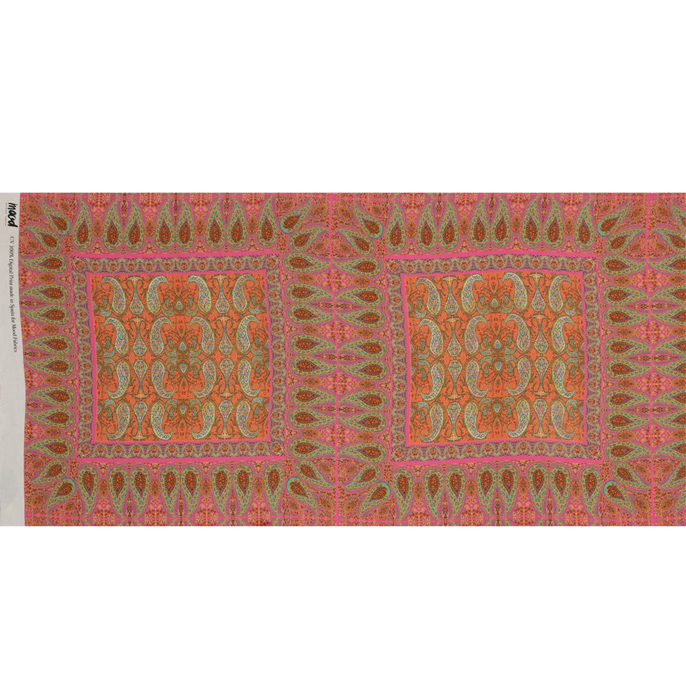 Sustainable Viscose Crepe Panel - Pink Paisley Squares - Laputa's Groundkeeper Print - Mood Exclusive Gisele Collection - Full
