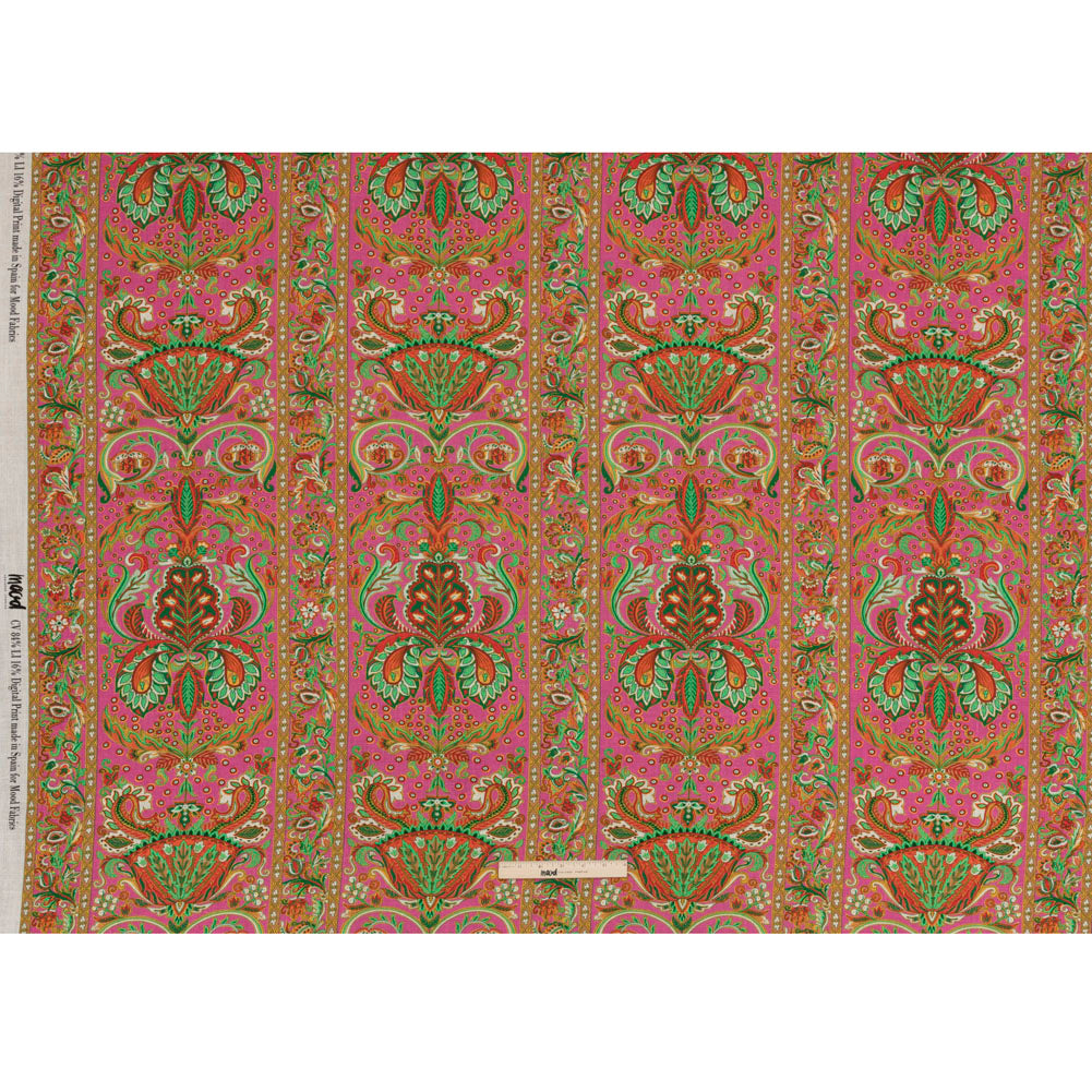Viscose and Linen Woven - Pink Floral Paisley Stripes - Locust Lily Print - Mood Exclusive Gisele Collection - Full