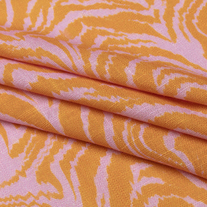 Viscose and Linen Woven - Pink and Orange Animal Stripes - Saffron River Print - Mood Exclusive Gisele Collection